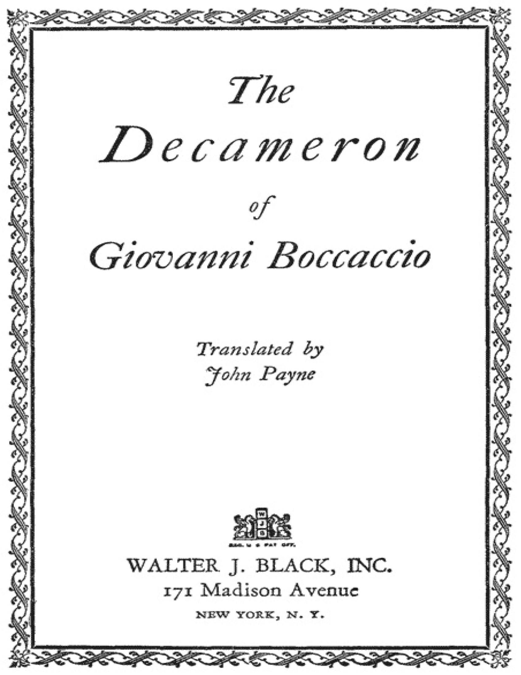 The Decameron of Giovanni Boccaccio Cover